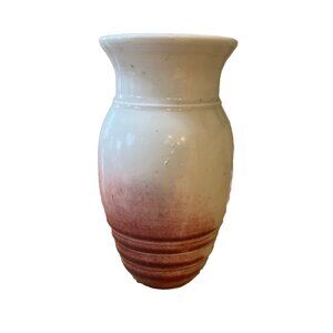 Handmade Studio Art Pottery Ceramic Stoneware Vase Incised Red 8.5 In Unsigned